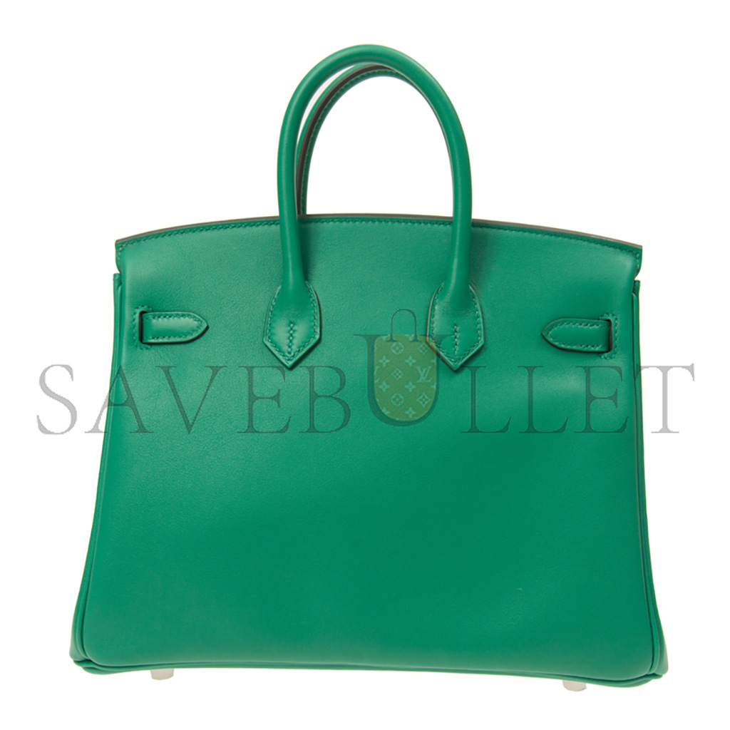 H**mes birkin 25 swift leather velvet green silver buckle h049362ck17 (25*20*13cm)